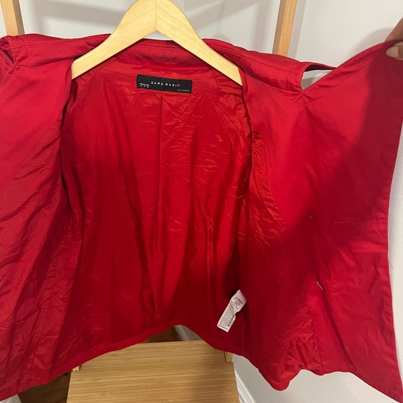 Red, double-breasted, mini-trench coat. ❤️ - Picture 6 of 6